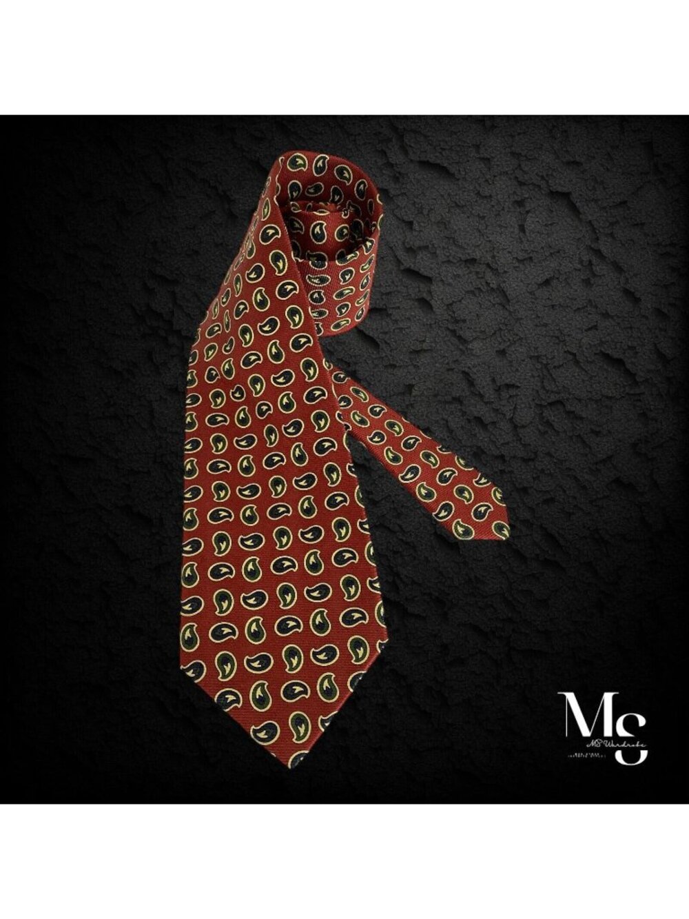 REPS & TWILL Red Paisley Luxury Silk Tie Made In Framce W: 3.75" EX COND